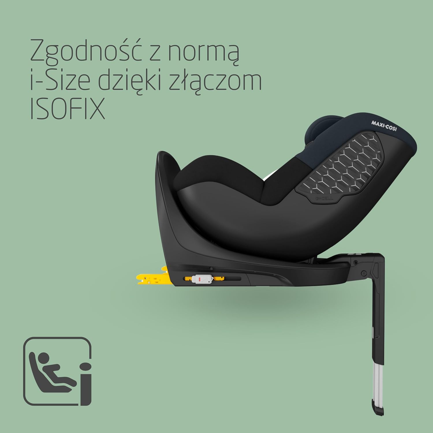 Maxi-Cosi Mica 360 S, Fotelik samochodowy obrotowy 360, 3 miesiące–4 lata (61–105 cm), Obracanie FlexiSpin, 5 pozycji odchylenia, Ochrony G-CELL, Zaczepy na pasy uprzęży Easy-in, Tonal Black