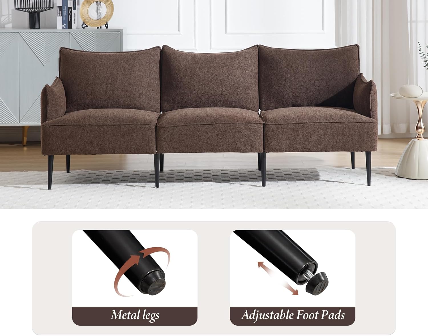 chairus Sofa 2-osobowa do salonu skóra PU segmentowa sofa kanapa tapicerowana sofa kanapa sofa sofa sette (ciemnoszara-2)