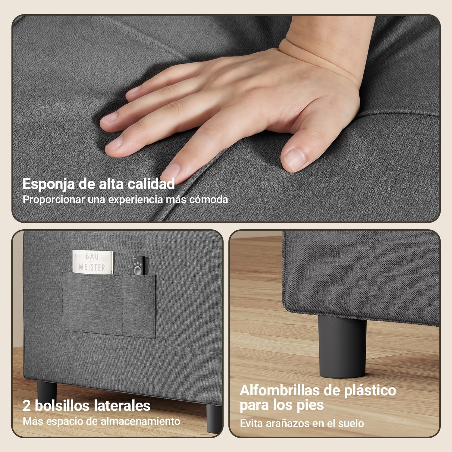 Xbro Fotel Do Spania 3 w 1, Rozkładana Sofa z Funkcją Łóżka, Regulowane Krzesło z Poduszką i Kieszenią, Wielofunkcyjny Fotel na Małe Przestrzenie, Akademiki, Biura