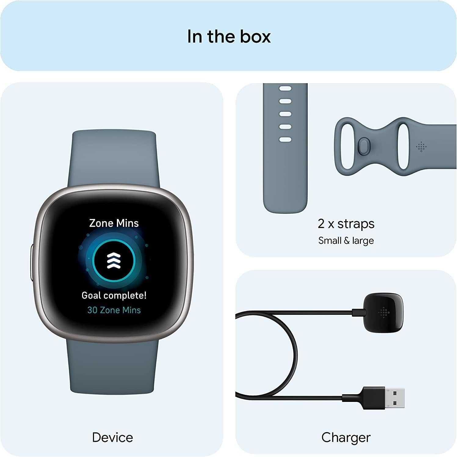 Fitbit Versa 4: Smartwatch aktywnosci fitness z wbudowanym systemem GPS, oraz z żywotnością baterii aż do 6 dni. Kompantybilny z systemem iOS & Android