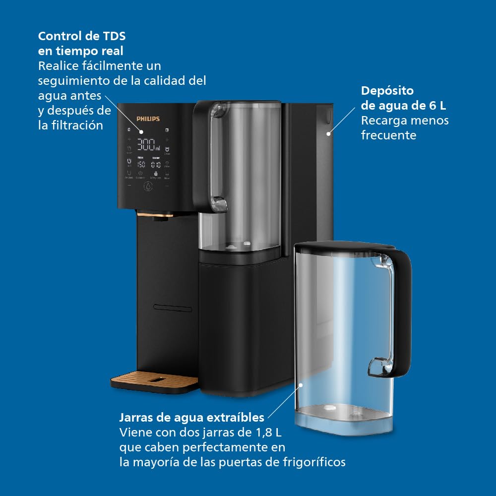 Philips Stacja Wody z Odwróconą Osmozą ADD6920Bk/10, Technologia Aquaporin Inside, Eliminuje do 110 Substancji, Natychmiastowe Podgrzewanie, Roczna Żywotność Filtra