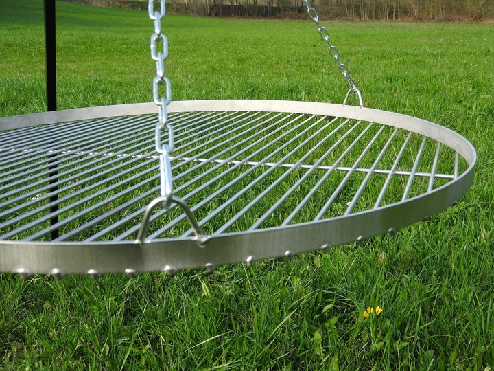 GRILL OGRODOWY OGNISKOWY TRÓJNÓG RUSZT FI 70 INOX NIERDZEWNY PALENISKO