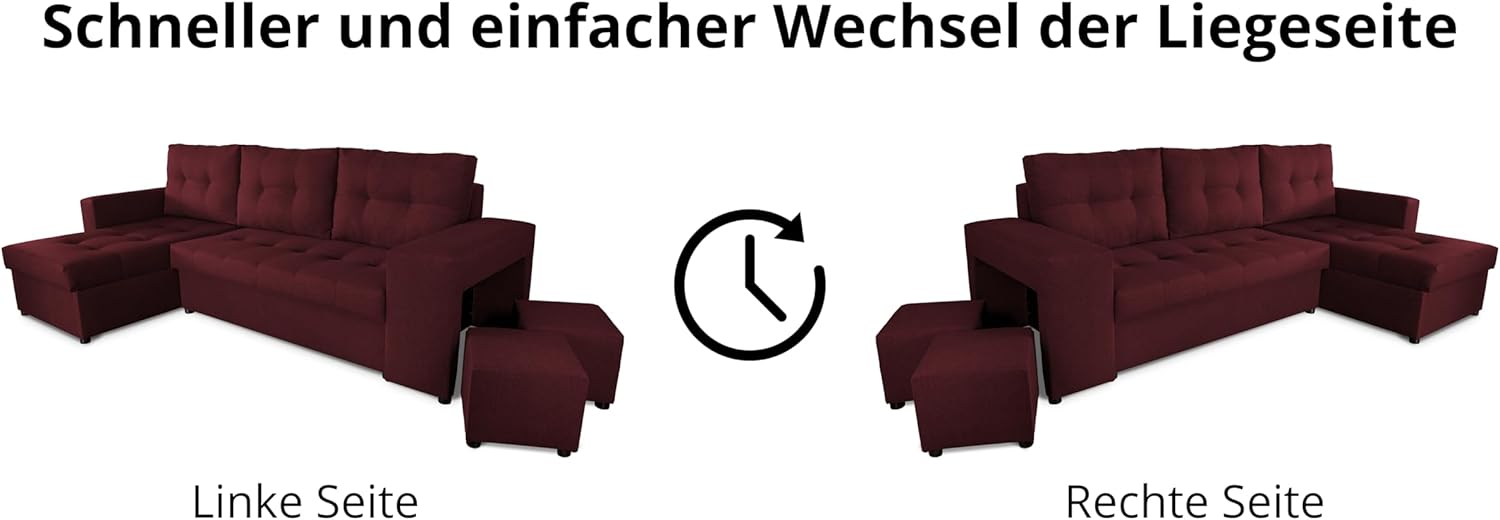 NAWSTOL - Sofa narożna Leon z funkcją spania i skrzynią na pościel – nowoczesna sofa do salonu – możliwość montażu z lewej lub prawej strony (szara + biała sztuczna skóra)