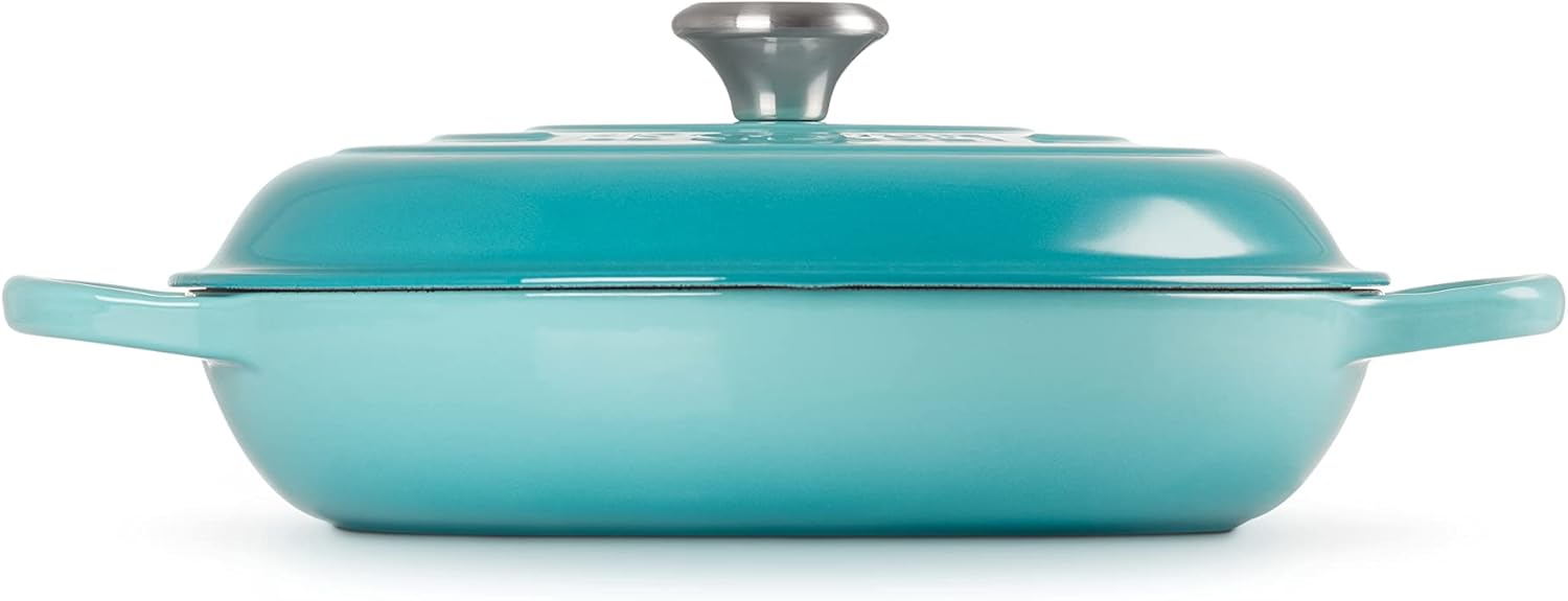 Le Creuset Signature żeliwny garnek Gourmet, okrągły, Ø 30 cm, 3,5 l, do wszystkich rodzajów kuchenek włącznie z indukcyjnymi, 5,55 kg, czerwony piec
