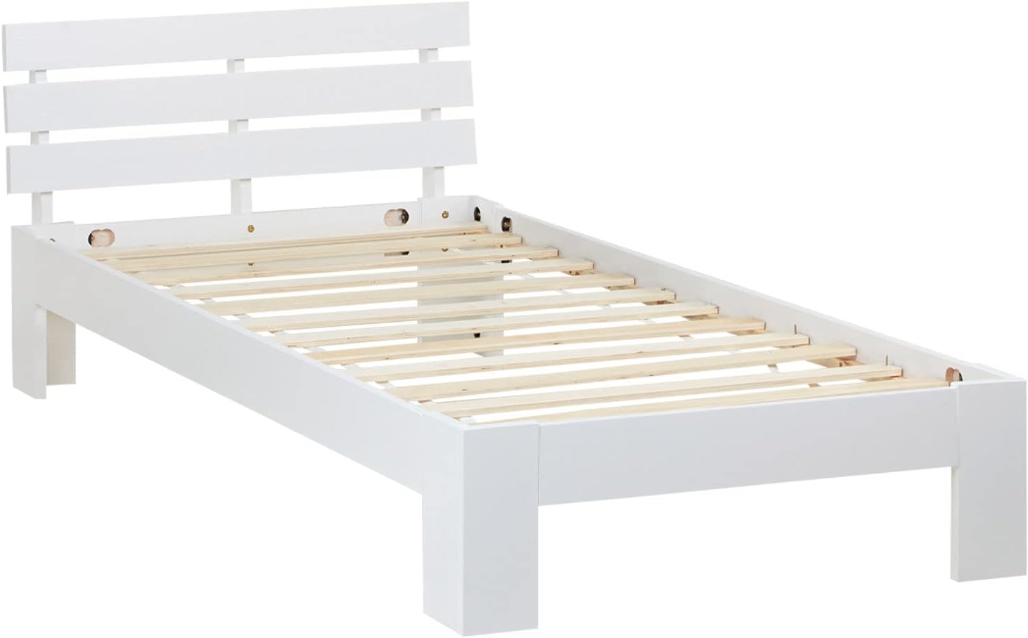 Homestyle4u 1836 Łóżko z litego drewna sosnowego, 180 x 200 cm, z stelażem z białymi listwami, łóżko podwójne 180 x 200 cm