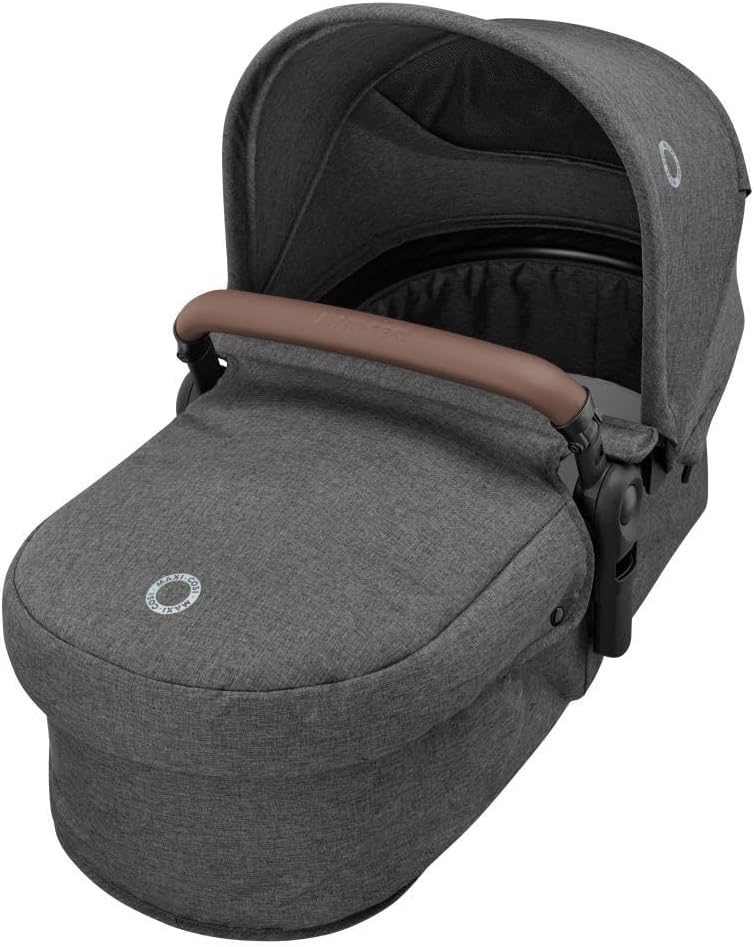 Maxi-Cosi Zelia S Trio Wielofunkcyjny Wózek Dziecięcy 3w1, 0–4 Lata, do 22 kg, Składany, Kompakt i Odchylany Wózek Spacerowy z Fotelik Samochodowy CabrioFix S i-Size i Torbą z Akcesoriami, Szary