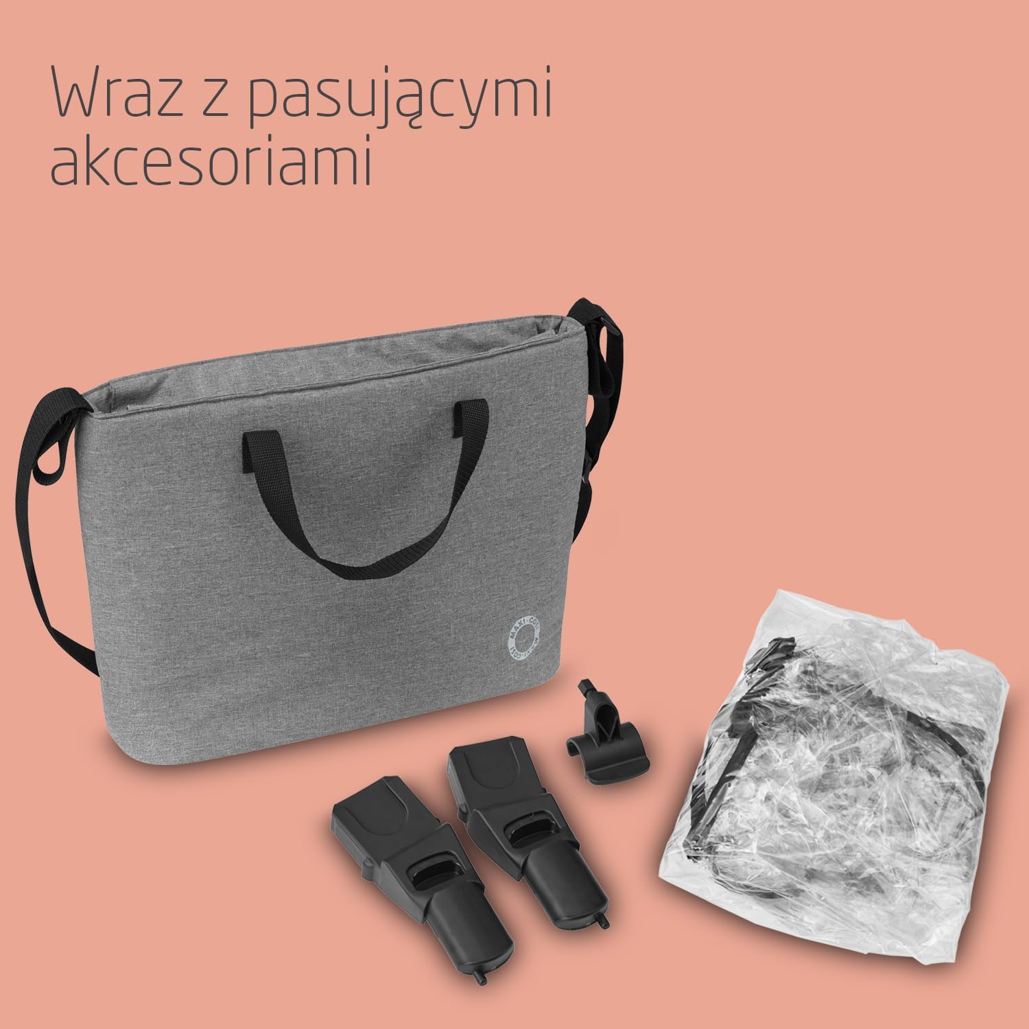 Maxi-Cosi Zelia S Trio Wielofunkcyjny Wózek Dziecięcy 3w1, 0–4 Lata, do 22 kg, Składany, Kompakt i Odchylany Wózek Spacerowy z Fotelik Samochodowy CabrioFix S i-Size i Torbą z Akcesoriami, Szary