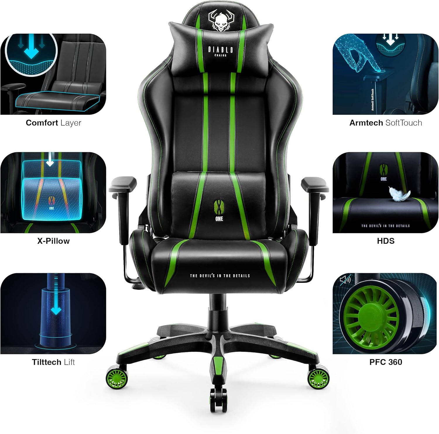 Diablo X-One 2.0 Fotel Gamingowy Krzesło Biurowe Dla Gracza Obrotowy Regulowane Podłokietniki Ekoskóra Ergonomiczny Design Funkcja Bujania Poduszka Pod Kark i Lędźwie (Candy Rose, Normal)