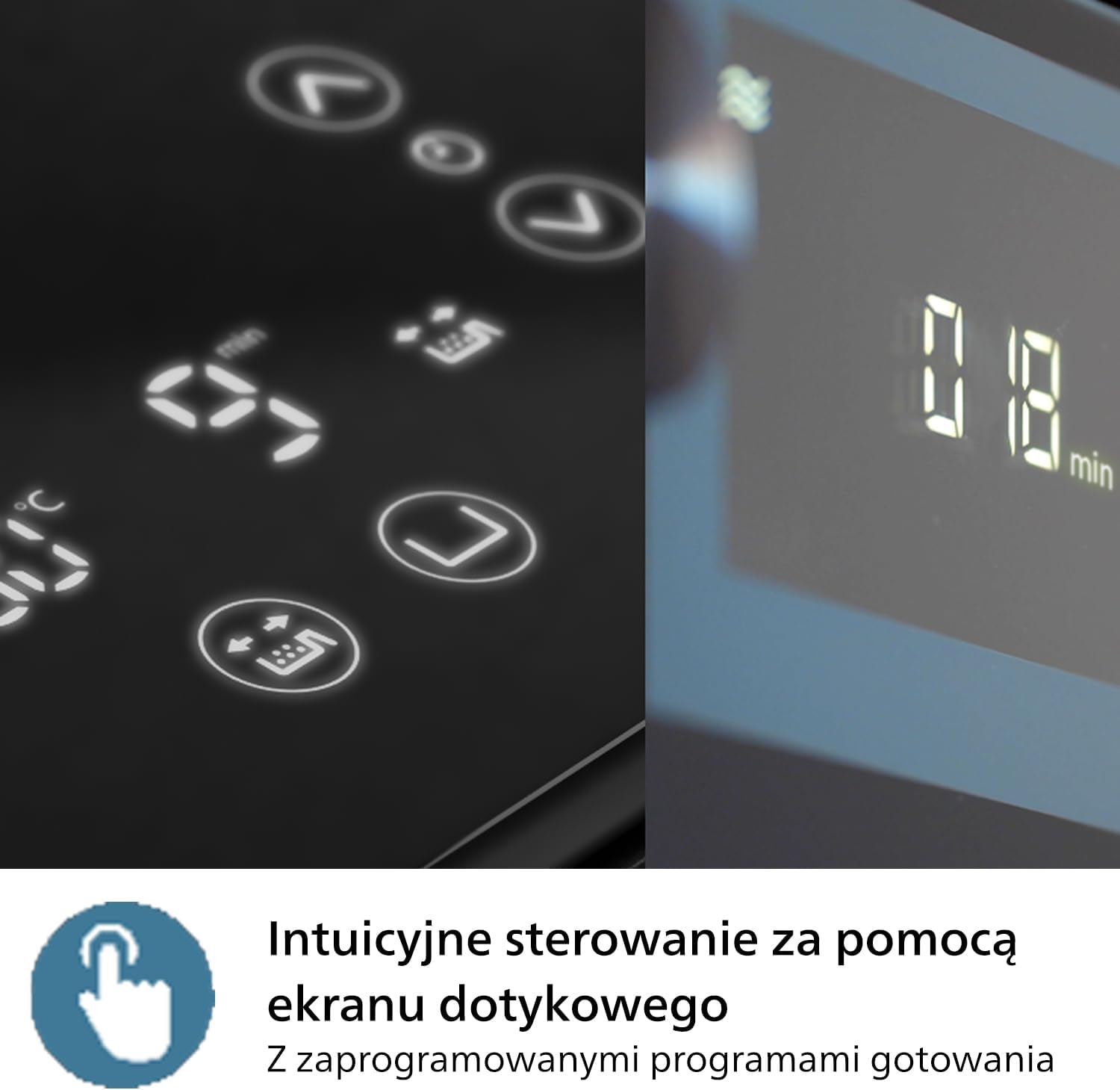 Philips Airfryer 5000 Serii Dual Basket z Technologią Air Steam oraz RapidAir Plus - pojemność 9L, 19 sposobów gotowania, 90% mniej tłuszczu, 2 kosze, czyszczenie parą, akcesoria (NA550/00)