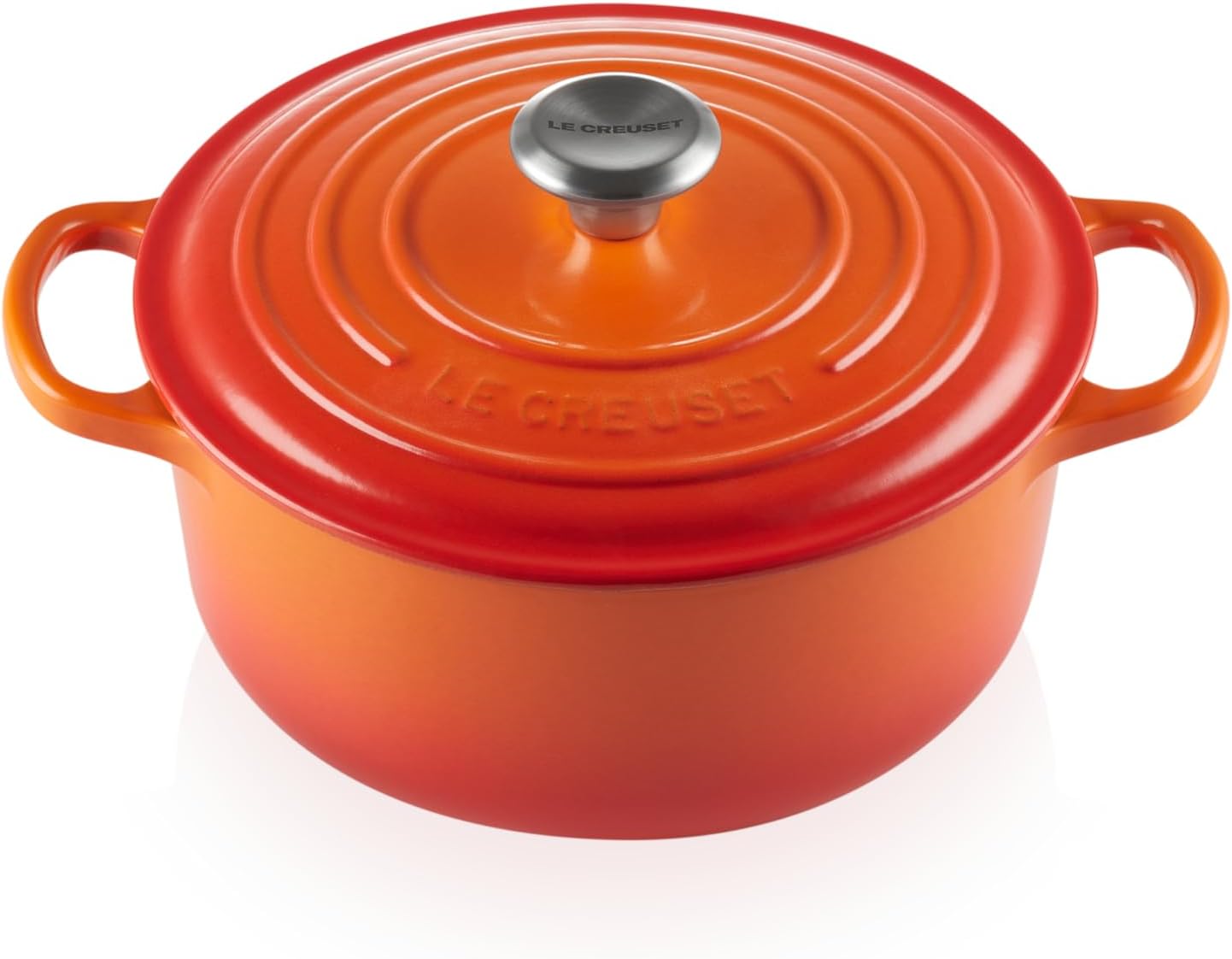 Le Creuset Signature żeliwne naczynie do pieczenia z pokrywką, Ø 26 cm, okrągłe, nadaje się do wszystkich rodzajów kuchenek i kuchenek indukcyjnych, pojemność: 5,3 l, 5,135 kg, kolor czerwony