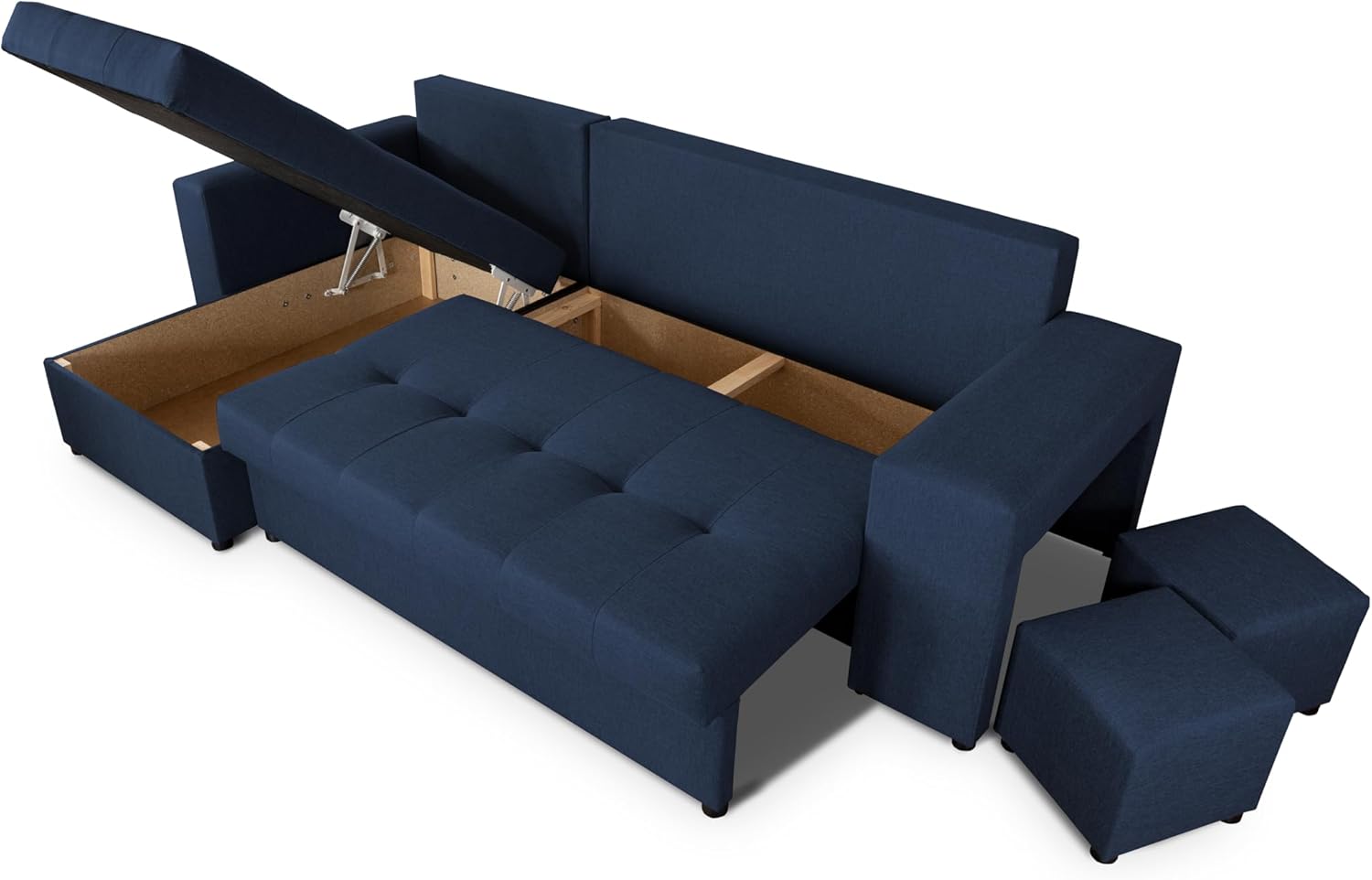 NAWSTOL - Sofa narożna Leon z funkcją spania i skrzynią na pościel – nowoczesna sofa do salonu – możliwość montażu z lewej lub prawej strony (szara + biała sztuczna skóra)