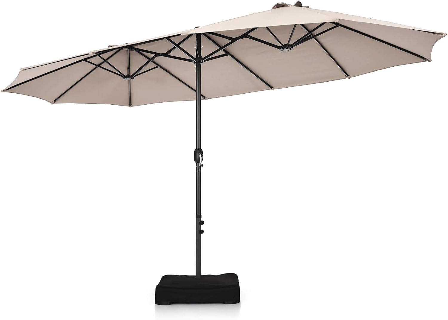 COSTWAY Parasol przeciwsłoneczny, prostokątny, 300 x 300 cm, duży parasol przeciwsłoneczny z korbą, parasol ogrodowy, odchylany o 360°, parasol tarasowy, do ogrodu, na taras, balkon (czarny)