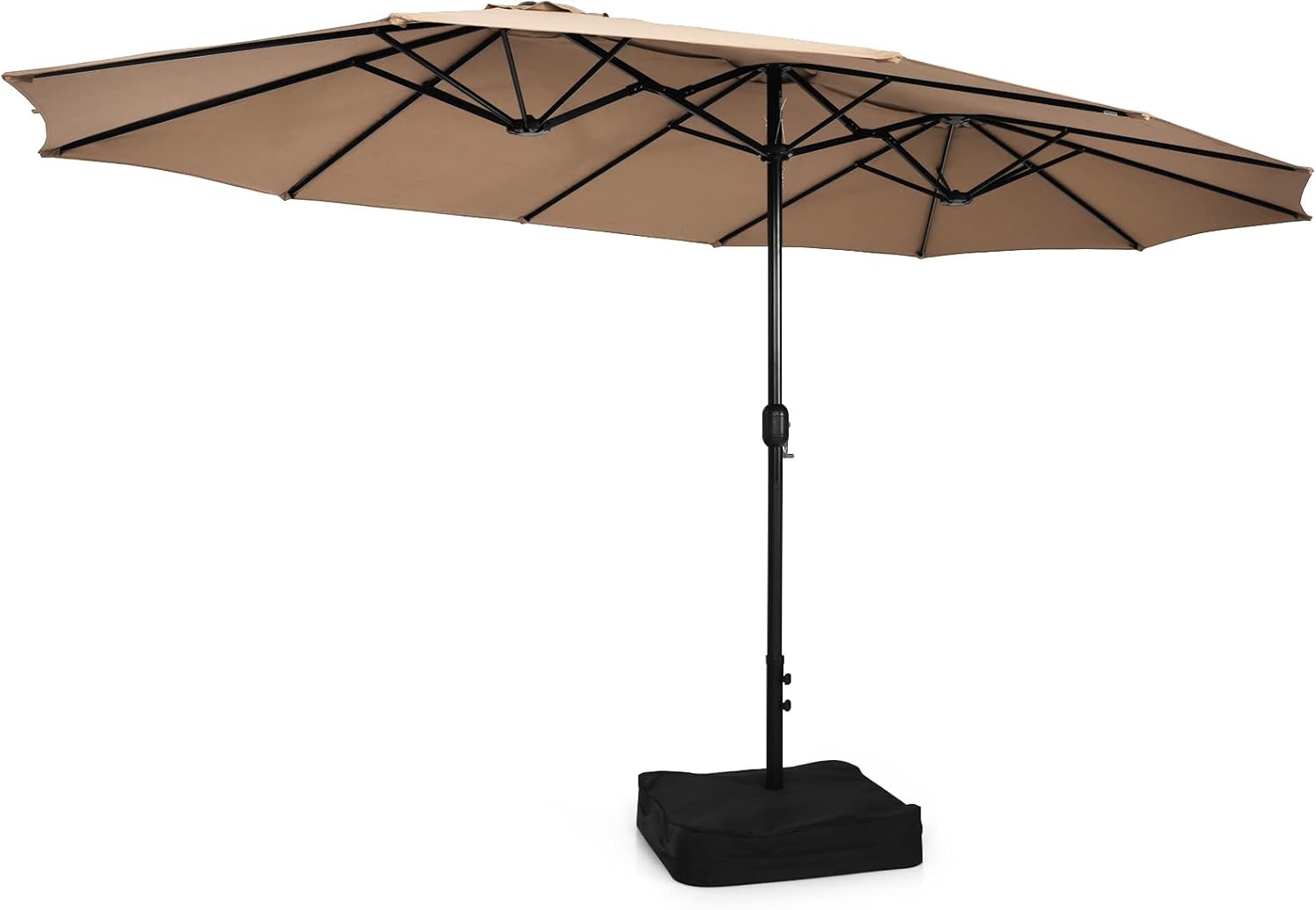 COSTWAY Parasol przeciwsłoneczny, prostokątny, 300 x 300 cm, duży parasol przeciwsłoneczny z korbą, parasol ogrodowy, odchylany o 360°, parasol tarasowy, do ogrodu, na taras, balkon (czarny)