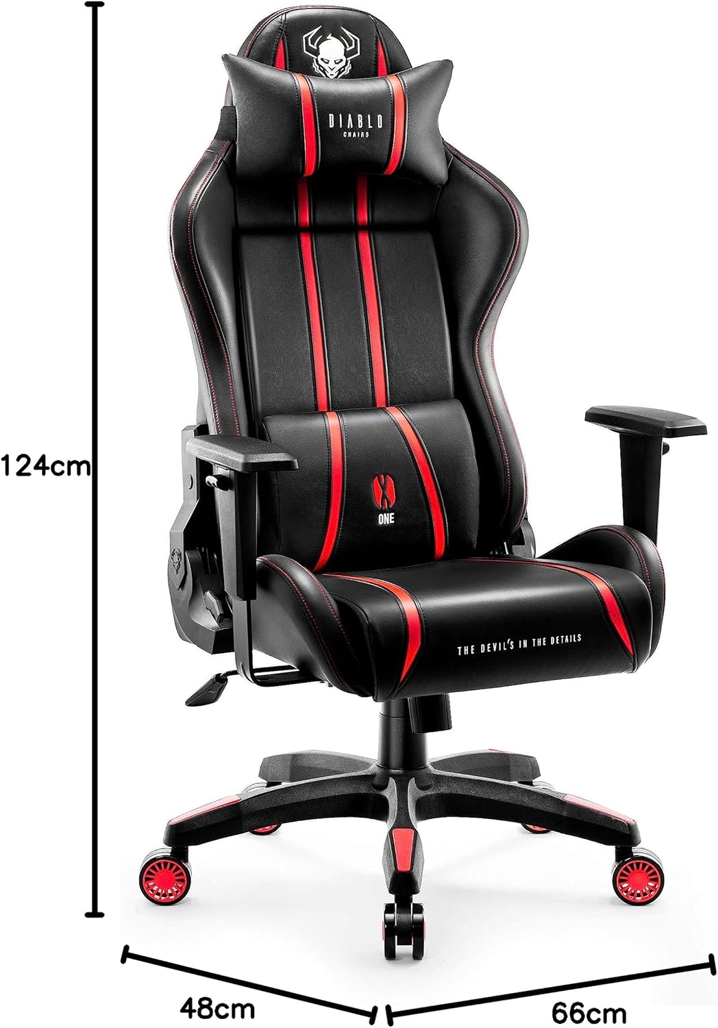 Diablo X-One 2.0 Fotel Gamingowy Krzesło Biurowe Dla Gracza Obrotowy Regulowane Podłokietniki Ekoskóra Ergonomiczny Design Funkcja Bujania Poduszka Pod Kark i Lędźwie (Candy Rose, Normal)