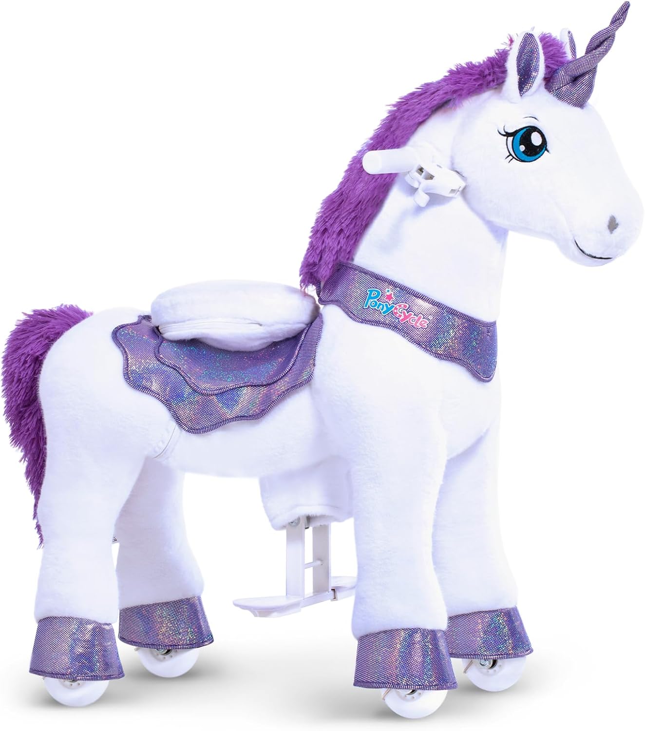 PonyCycle 2023 Nowy Model E Jednorożec do Jazdy na Mechanicznym Chodzącym Jednorożcu z Hamulcem (Fioletowy/Rozmiar 4 dla Dzieci w Wieku 4-8 Lat) Hulajnoga dla Maluchów do Jazdy na Koniu - E413