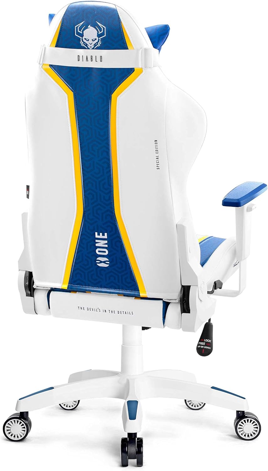 Diablo X-One 2.0 Fotel Gamingowy Krzesło Biurowe Dla Gracza Obrotowy Regulowane Podłokietniki Ekoskóra Ergonomiczny Design Funkcja Bujania Poduszka Pod Kark i Lędźwie (Candy Rose, Normal)