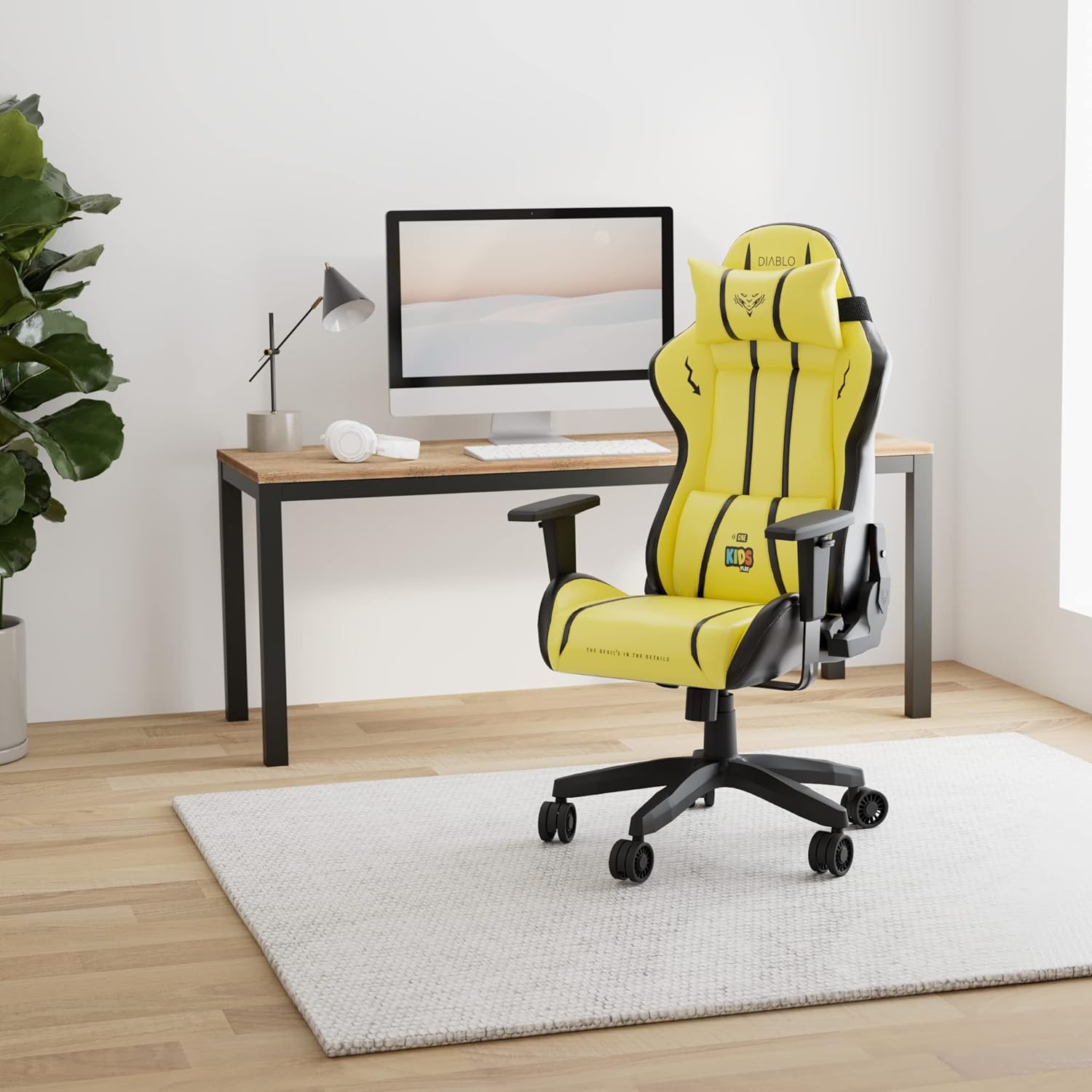 Diablo X-One 2.0 Fotel Gamingowy Krzesło Biurowe Dla Gracza Obrotowy Regulowane Podłokietniki Ekoskóra Ergonomiczny Design Funkcja Bujania Poduszka Pod Kark i Lędźwie (Candy Rose, Normal)