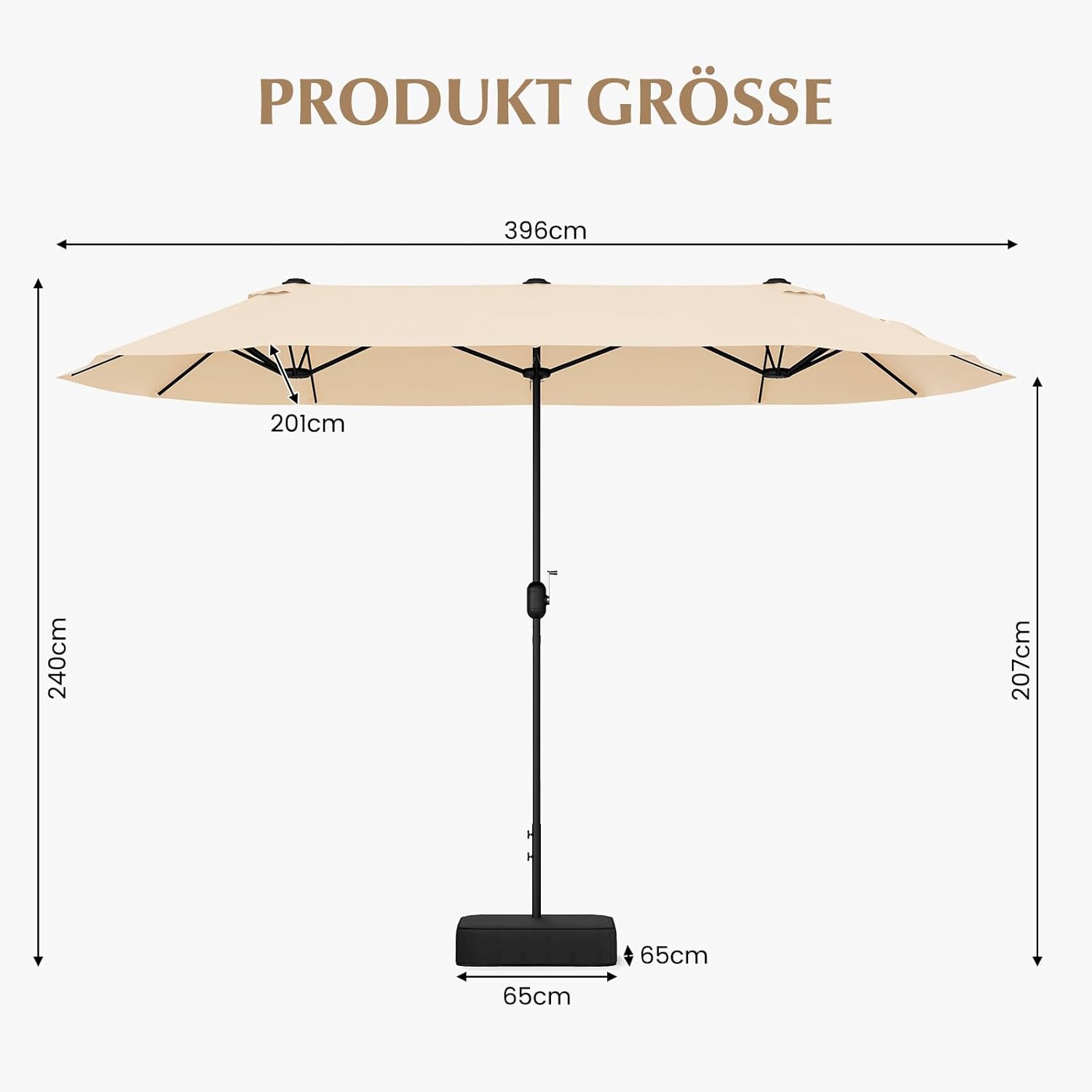 COSTWAY Parasol przeciwsłoneczny, prostokątny, 300 x 300 cm, duży parasol przeciwsłoneczny z korbą, parasol ogrodowy, odchylany o 360°, parasol tarasowy, do ogrodu, na taras, balkon (czarny)