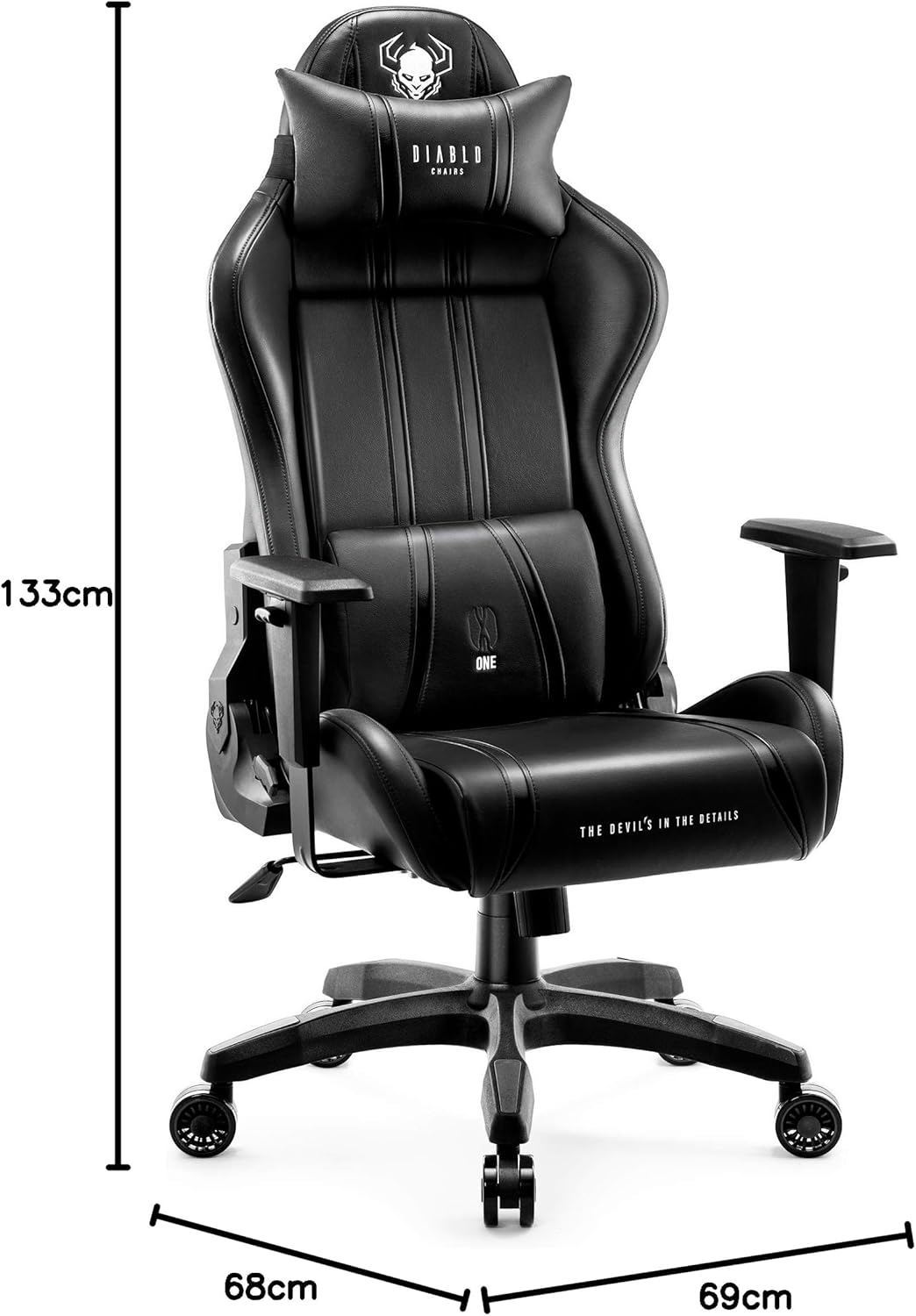 Diablo X-One 2.0 Fotel Gamingowy Krzesło Biurowe Dla Gracza Obrotowy Regulowane Podłokietniki Ekoskóra Ergonomiczny Design Funkcja Bujania Poduszka Pod Kark i Lędźwie (Candy Rose, Normal)