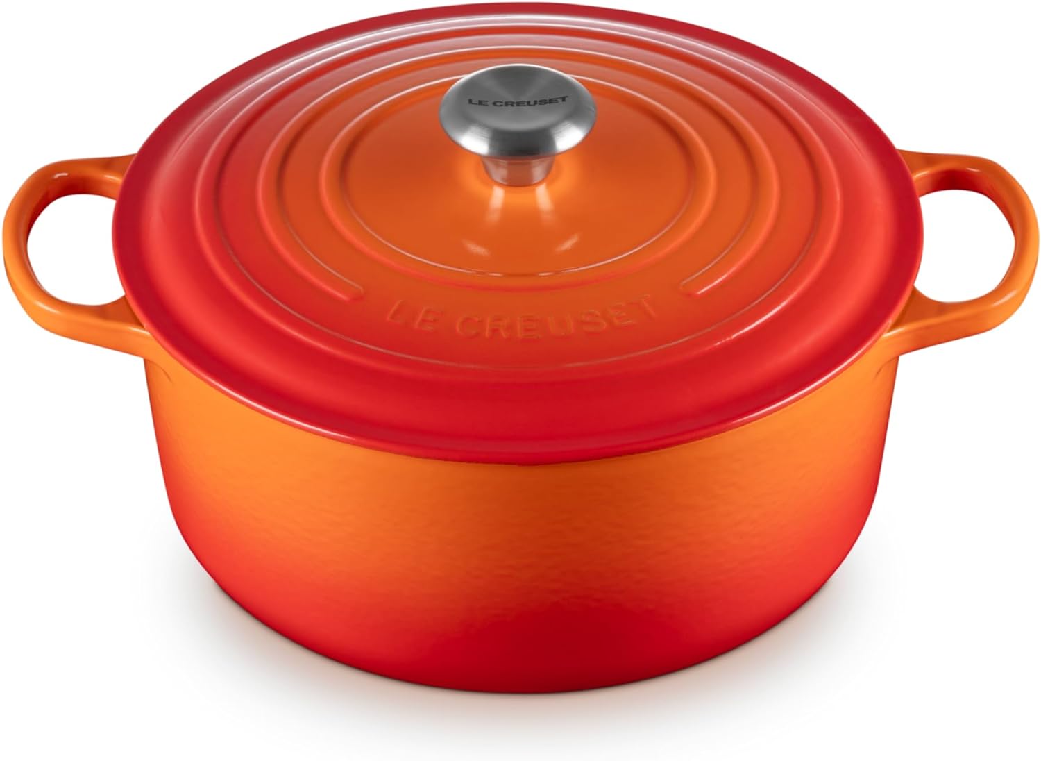 Le Creuset Signature żeliwne naczynie do pieczenia z pokrywką, Ø 26 cm, okrągłe, nadaje się do wszystkich rodzajów kuchenek i kuchenek indukcyjnych, pojemność: 5,3 l, 5,135 kg, kolor czerwony