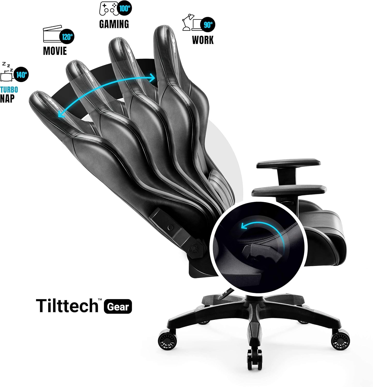 Diablo X-One 2.0 Fotel Gamingowy Krzesło Biurowe Dla Gracza Obrotowy Regulowane Podłokietniki Ekoskóra Ergonomiczny Design Funkcja Bujania Poduszka Pod Kark i Lędźwie (Candy Rose, Normal)