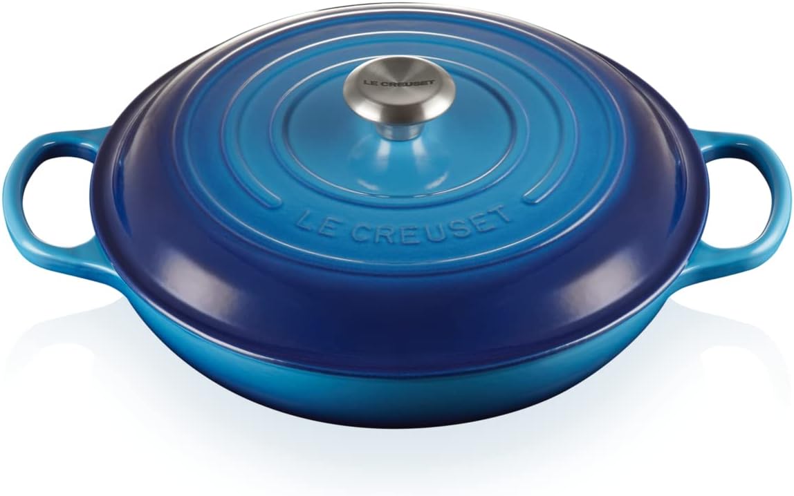 Le Creuset Signature żeliwny garnek Gourmet, okrągły, Ø 30 cm, 3,5 l, do wszystkich rodzajów kuchenek włącznie z indukcyjnymi, 5,55 kg, czerwony piec