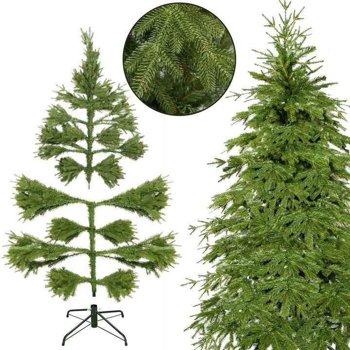 CHOINKA SZTUCZNA PE ŚWIERK NATURALNY PREMIUM 220 cm GĘSTA JAK ŻYWA PIĘKNA