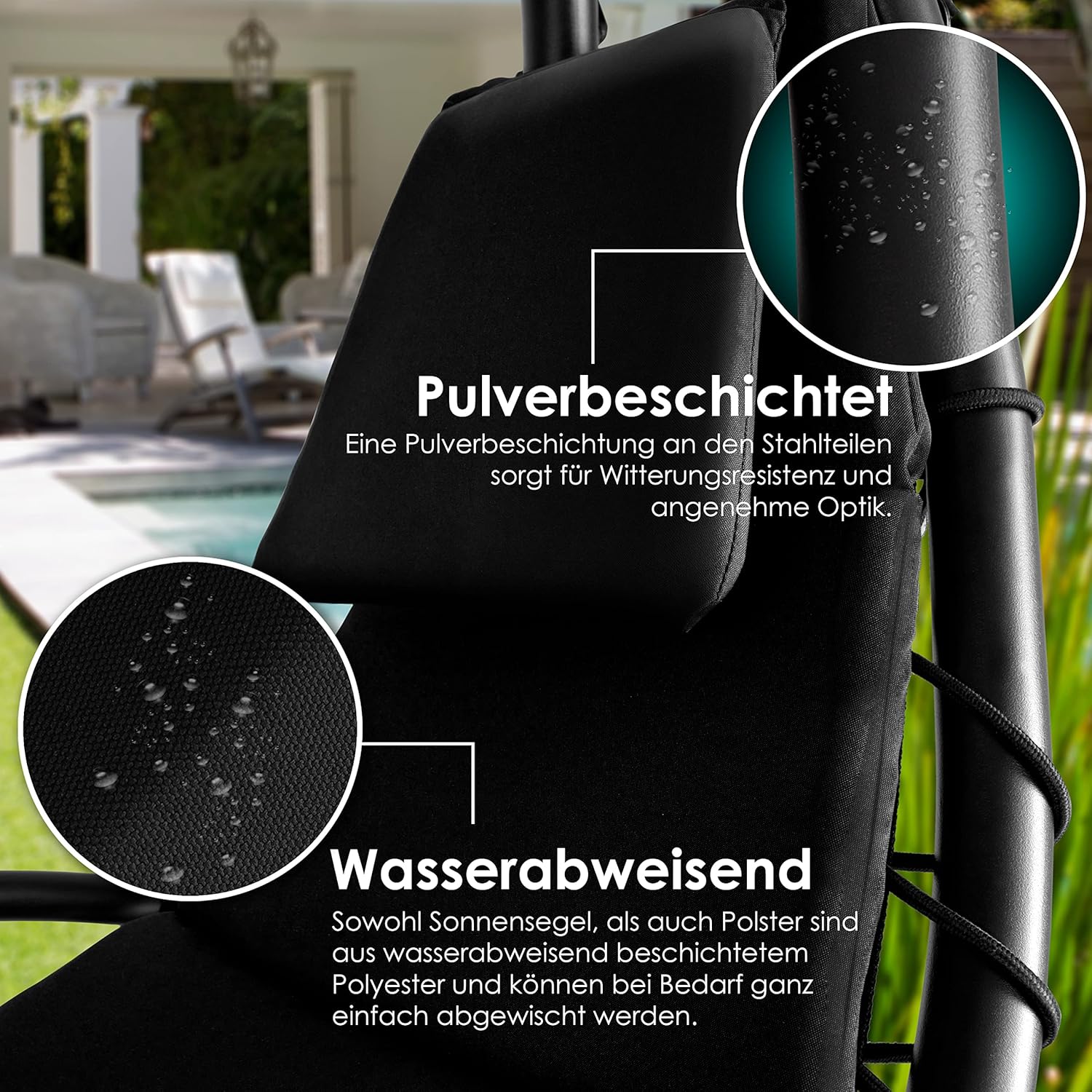 KESSER® Leżak wiszący z parasolem przeciwsłonecznym, wys. 200, dł. 194, szer. 100 cm, leżak relaksacyjny, hamak, obciążenie do 120 kg, leżanka bujana, poduszka na kark, w zestawie torba, Beżowy