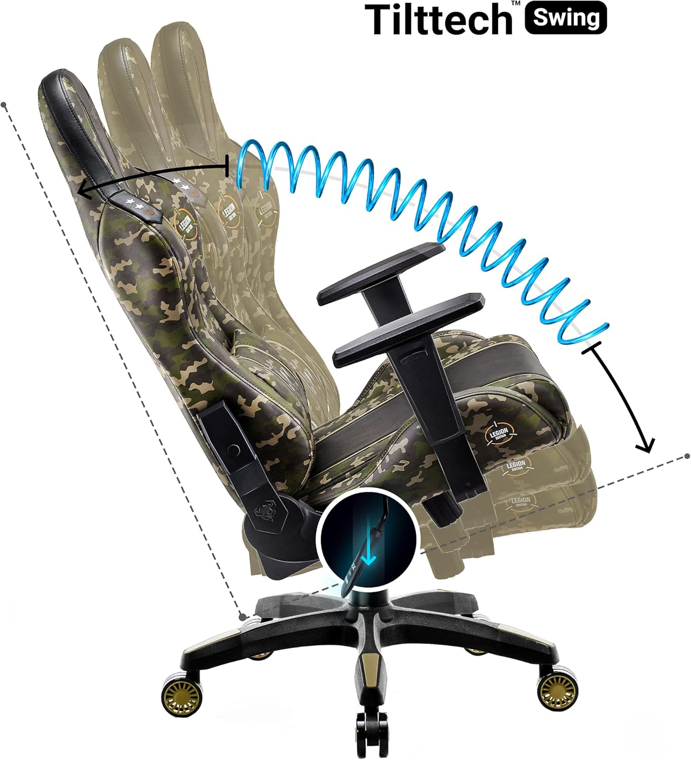 Diablo X-One 2.0 Fotel Gamingowy Krzesło Biurowe Dla Gracza Obrotowy Regulowane Podłokietniki Ekoskóra Ergonomiczny Design Funkcja Bujania Poduszka Pod Kark i Lędźwie (Candy Rose, Normal)