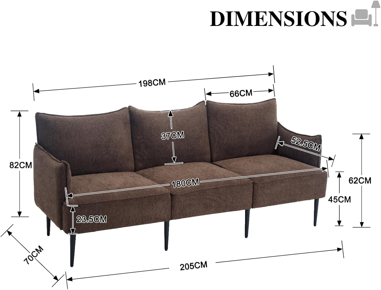 chairus Sofa 2-osobowa do salonu skóra PU segmentowa sofa kanapa tapicerowana sofa kanapa sofa sofa sette (ciemnoszara-2)