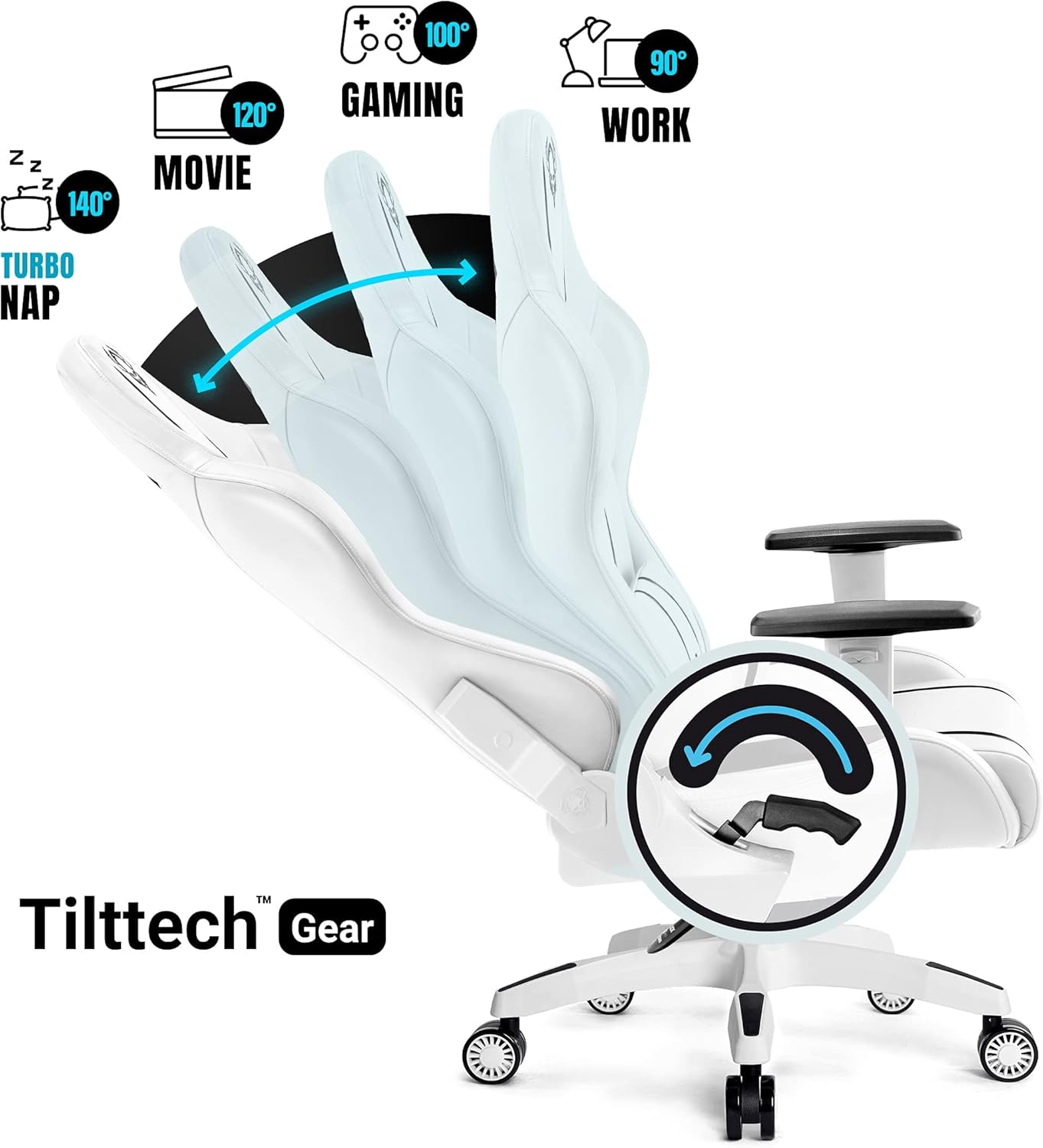 Diablo X-One 2.0 Fotel Gamingowy Krzesło Biurowe Dla Gracza Obrotowy Regulowane Podłokietniki Ekoskóra Ergonomiczny Design Funkcja Bujania Poduszka Pod Kark i Lędźwie (Candy Rose, Normal)