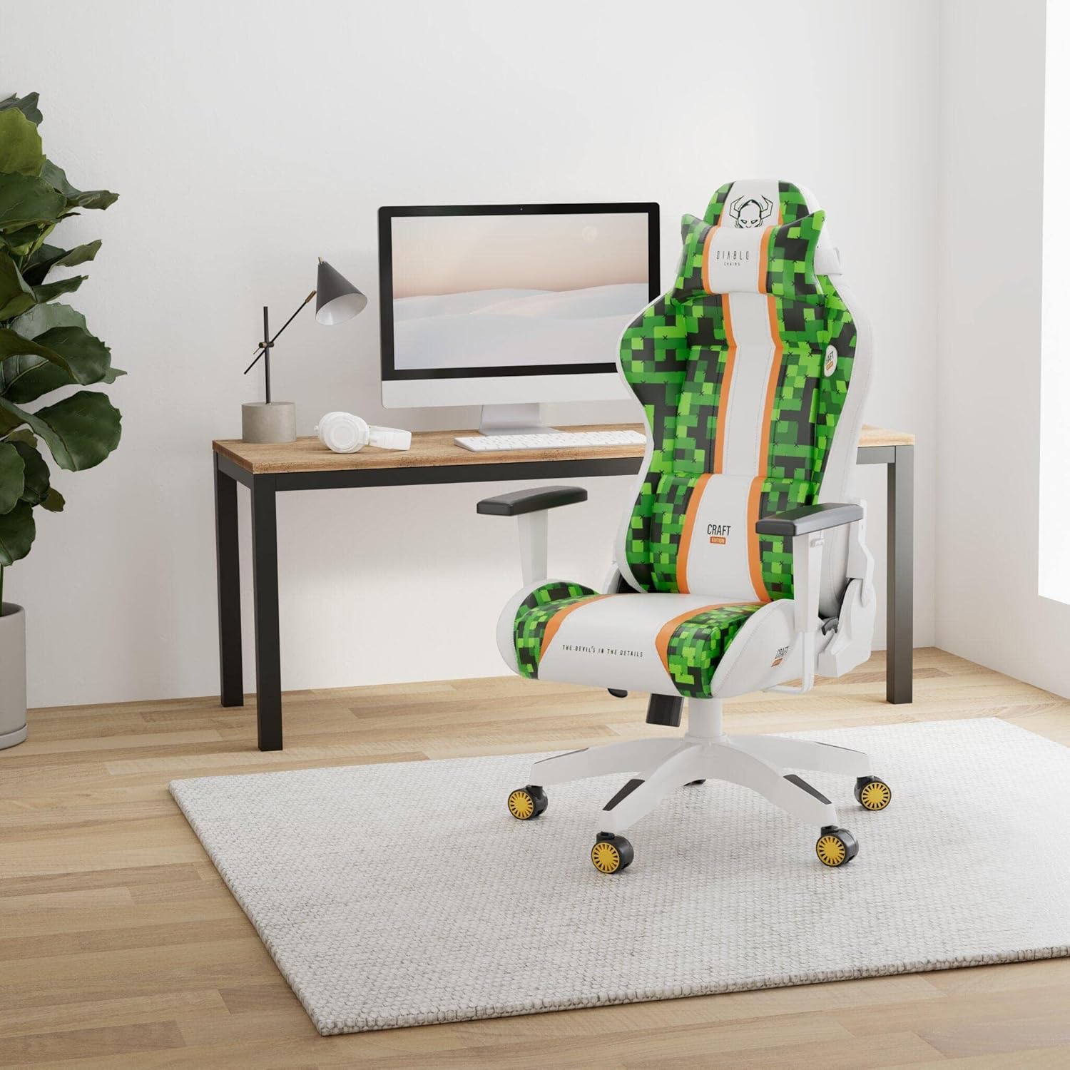 Diablo X-One 2.0 Fotel Gamingowy Krzesło Biurowe Dla Gracza Obrotowy Regulowane Podłokietniki Ekoskóra Ergonomiczny Design Funkcja Bujania Poduszka Pod Kark i Lędźwie (Candy Rose, Normal)