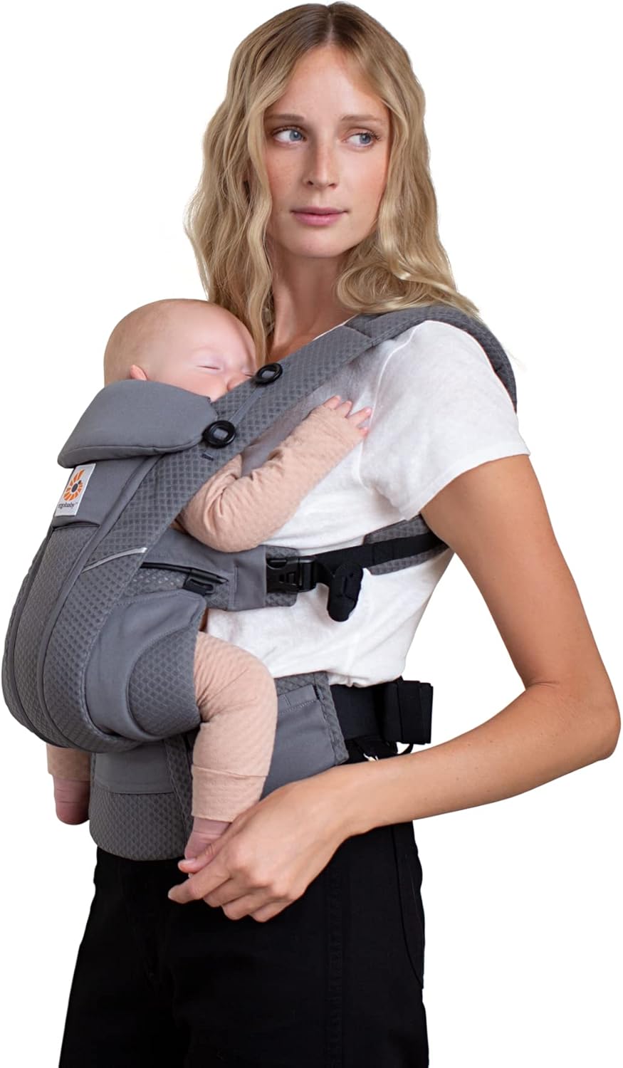 Ergobaby Omni Breeze Nosidełko dla noworodków od urodzenia do 20 kg, 4 pozycje SoftFlex Mesh Ergonomiczne nosidełko dla niemowląt Nosidełko do noszenia na plecach, Graphite Grey