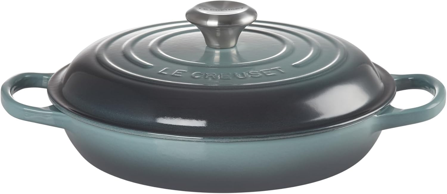 Le Creuset Signature żeliwny garnek Gourmet, okrągły, Ø 30 cm, 3,5 l, do wszystkich rodzajów kuchenek włącznie z indukcyjnymi, 5,55 kg, czerwony piec