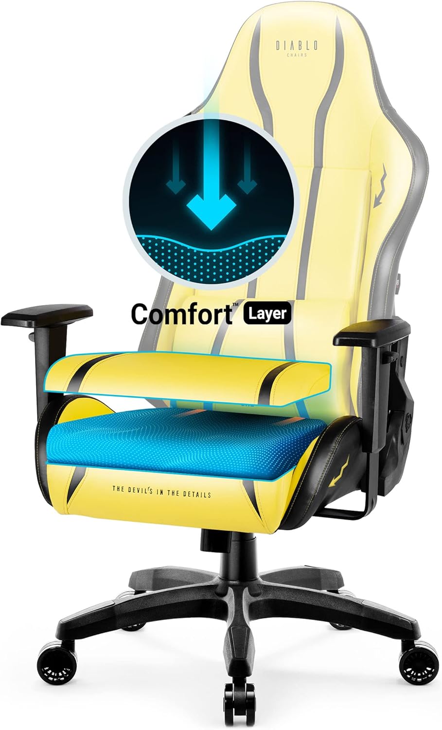 Diablo X-One 2.0 Fotel Gamingowy Krzesło Biurowe Dla Gracza Obrotowy Regulowane Podłokietniki Ekoskóra Ergonomiczny Design Funkcja Bujania Poduszka Pod Kark i Lędźwie (Candy Rose, Normal)