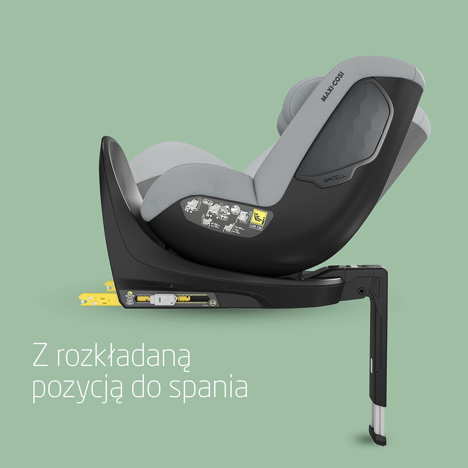 Maxi-Cosi Mica 360 S, Fotelik samochodowy obrotowy 360, 3 miesiące–4 lata (61–105 cm), Obracanie FlexiSpin, 5 pozycji odchylenia, Ochrony G-CELL, Zaczepy na pasy uprzęży Easy-in, Tonal Black