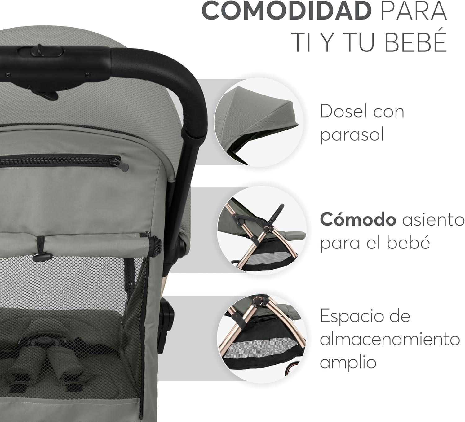 KikkaBoo EDEN Buggy, wózek dziecięcy do 22 kg, automatyczne składanie, pozycja nachylenia, ultralekki, kompaktowy, beżowy