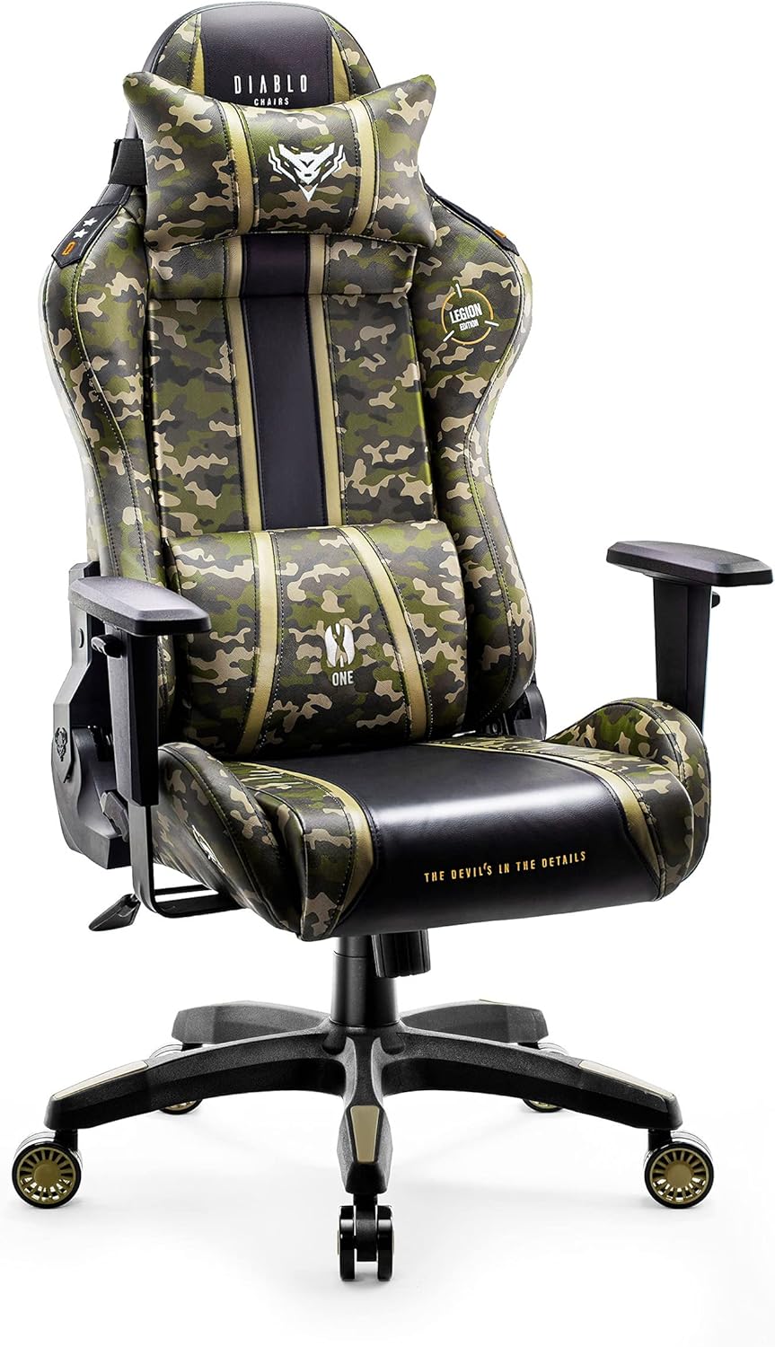 Diablo X-One 2.0 Fotel Gamingowy Krzesło Biurowe Dla Gracza Obrotowy Regulowane Podłokietniki Ekoskóra Ergonomiczny Design Funkcja Bujania Poduszka Pod Kark i Lędźwie (Candy Rose, Normal)