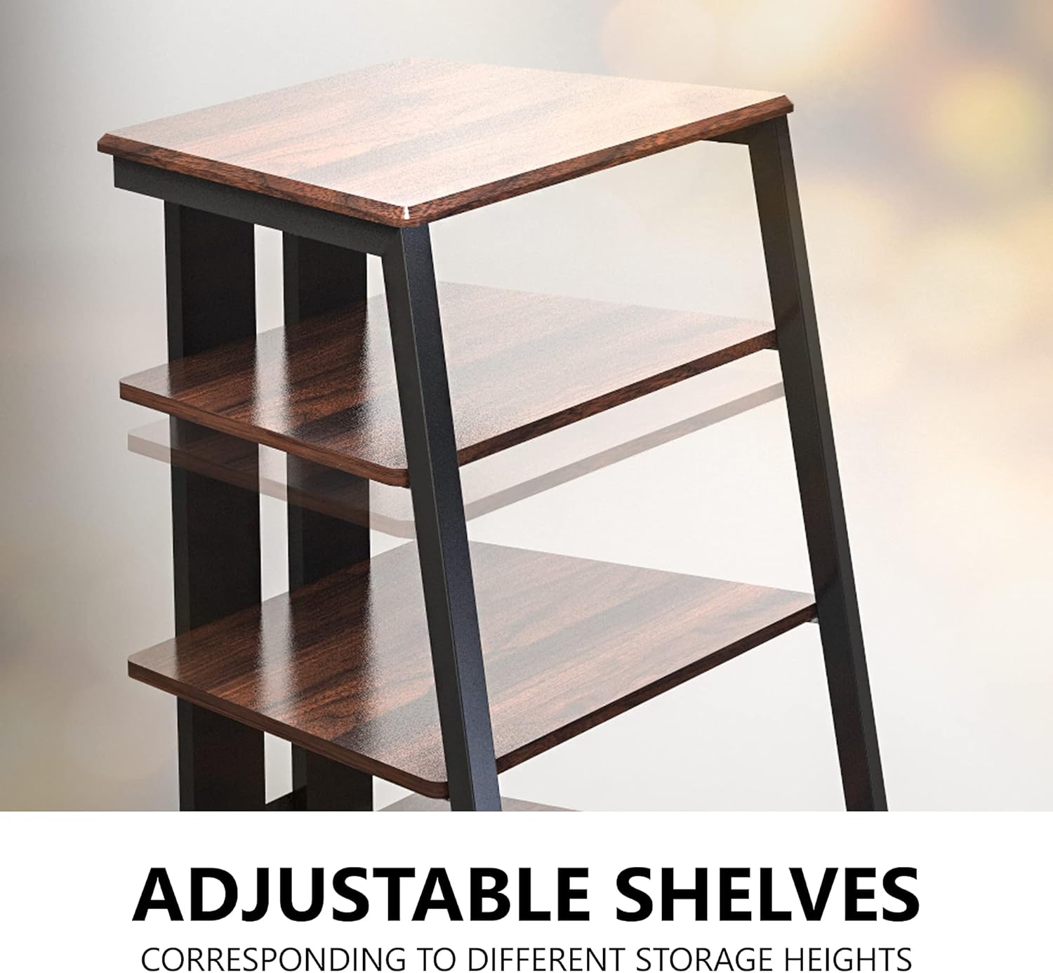 FITUEYES DESIGN HIFI Stojak gramofon, 4-poziomowy, drewniane półki, na wzmacniacz AV / gramofon / Sky box/Xbox One/drukarkę wielofunkcyjna regulacja wysokości, nośność 50 kg