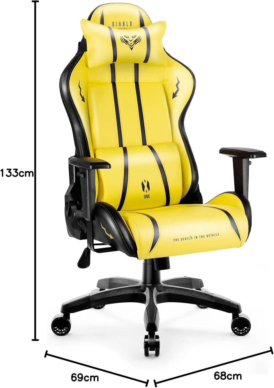 Diablo X-One 2.0 Fotel Gamingowy Krzesło Biurowe Dla Gracza Obrotowy Regulowane Podłokietniki Ekoskóra Ergonomiczny Design Funkcja Bujania Poduszka Pod Kark i Lędźwie (Candy Rose, Normal)