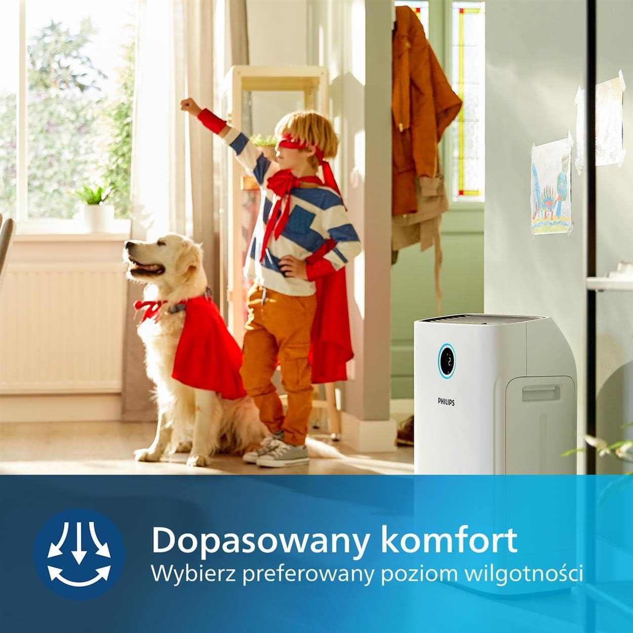 Philips, Oczyszczacz i nawilżacz powietrza 2 w 1 z serii 3400, HEPA NanoProtect + filtr z aktywnym węglem, higieniczne nawilżanie 650 ml/h, CADR 300 m³/h dla 78 m² (AC3421/13)