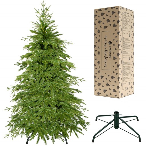 CHOINKA SZTUCZNA PE ŚWIERK NATURALNY PREMIUM 220 cm GĘSTA JAK ŻYWA PIĘKNA