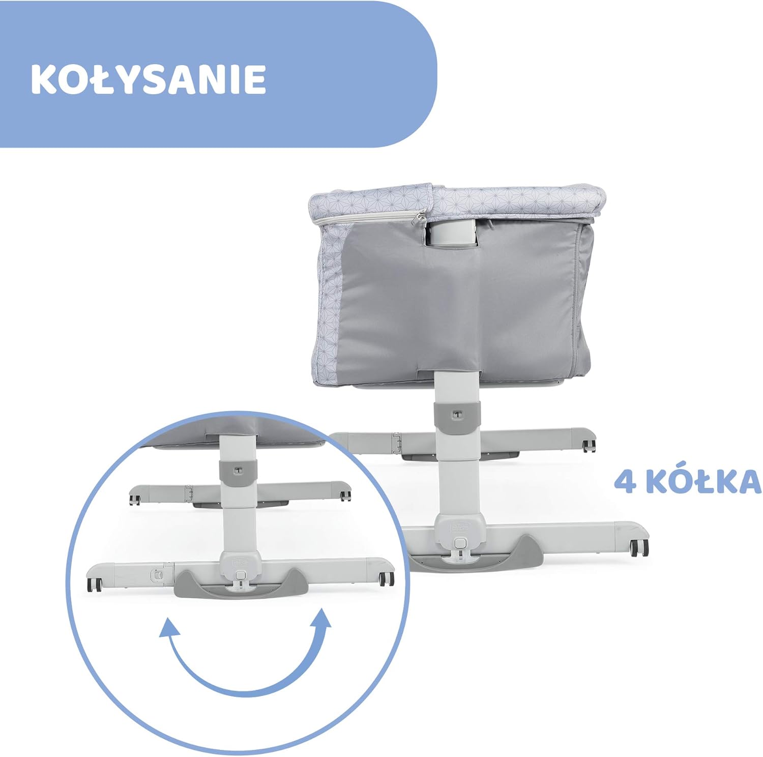 Chicco Next2Me Dream Łóżeczko Dostawka - Do Wspólnego Spania z Dzieckiem, Materac, Funkcja Bujania, Otwierany Bok, Regulacja Wysokości, Okienka z Siateczki, Kółka i Torba Podróżna, 0-6 miesięcy, 9 kg