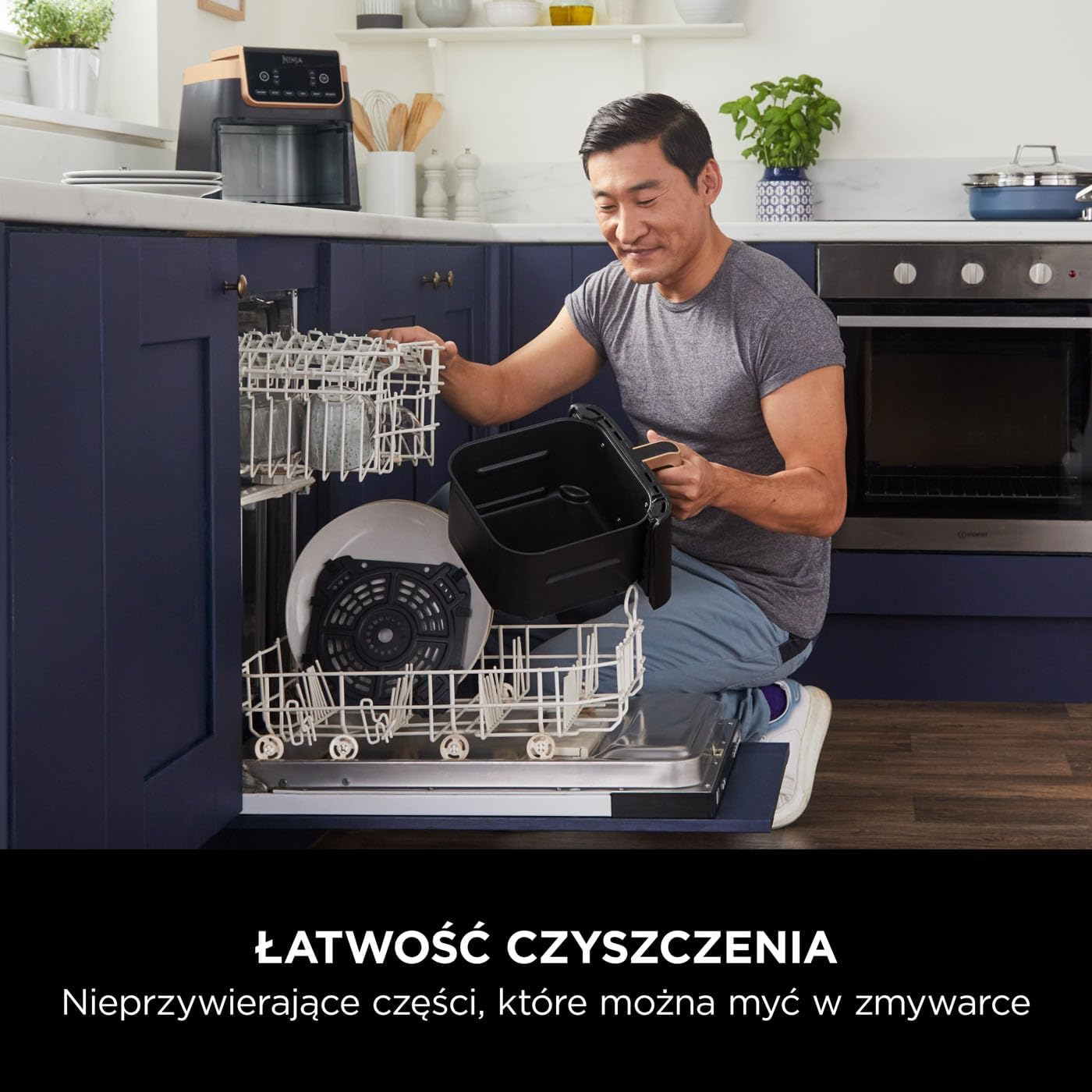 Ninja Foodi MAX Dual Zone Frytkownica beztłuszczowa z 2 szufladami, 9,5 l, kosz nieprzywierający nadaje sie do zmywarki, na 8 porcji, miedziano/czarna, 6 w 1, amazon exclusive, AF400EUCP