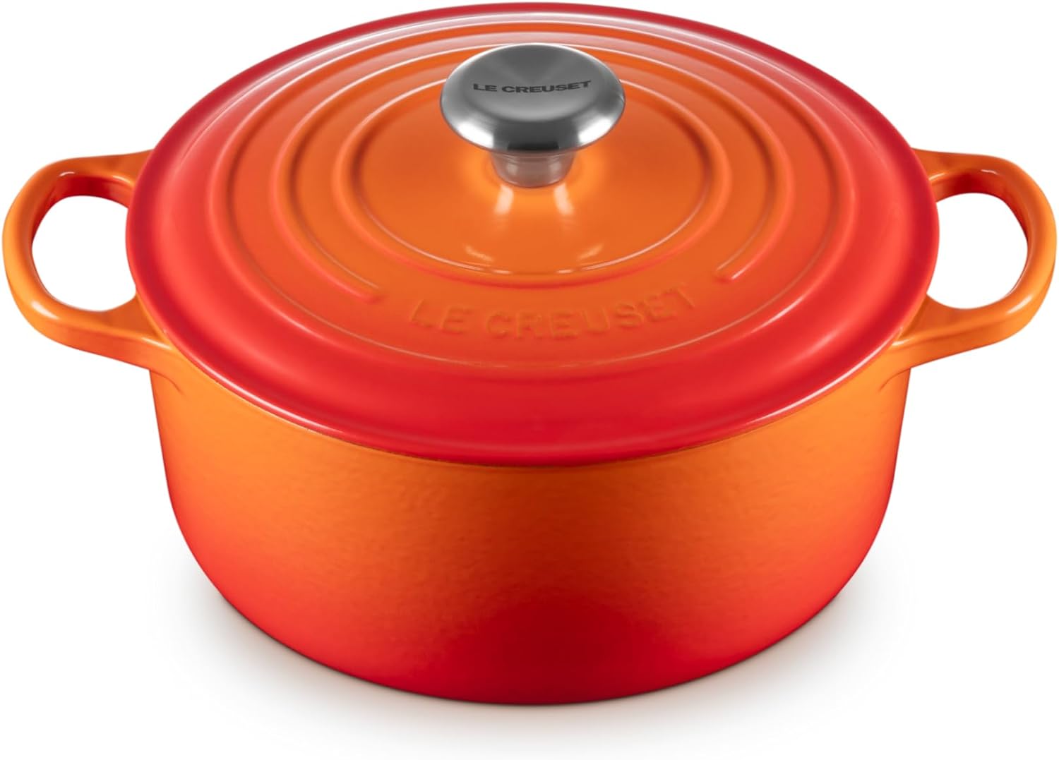 Le Creuset Signature żeliwne naczynie do pieczenia z pokrywką, Ø 26 cm, okrągłe, nadaje się do wszystkich rodzajów kuchenek i kuchenek indukcyjnych, pojemność: 5,3 l, 5,135 kg, kolor czerwony