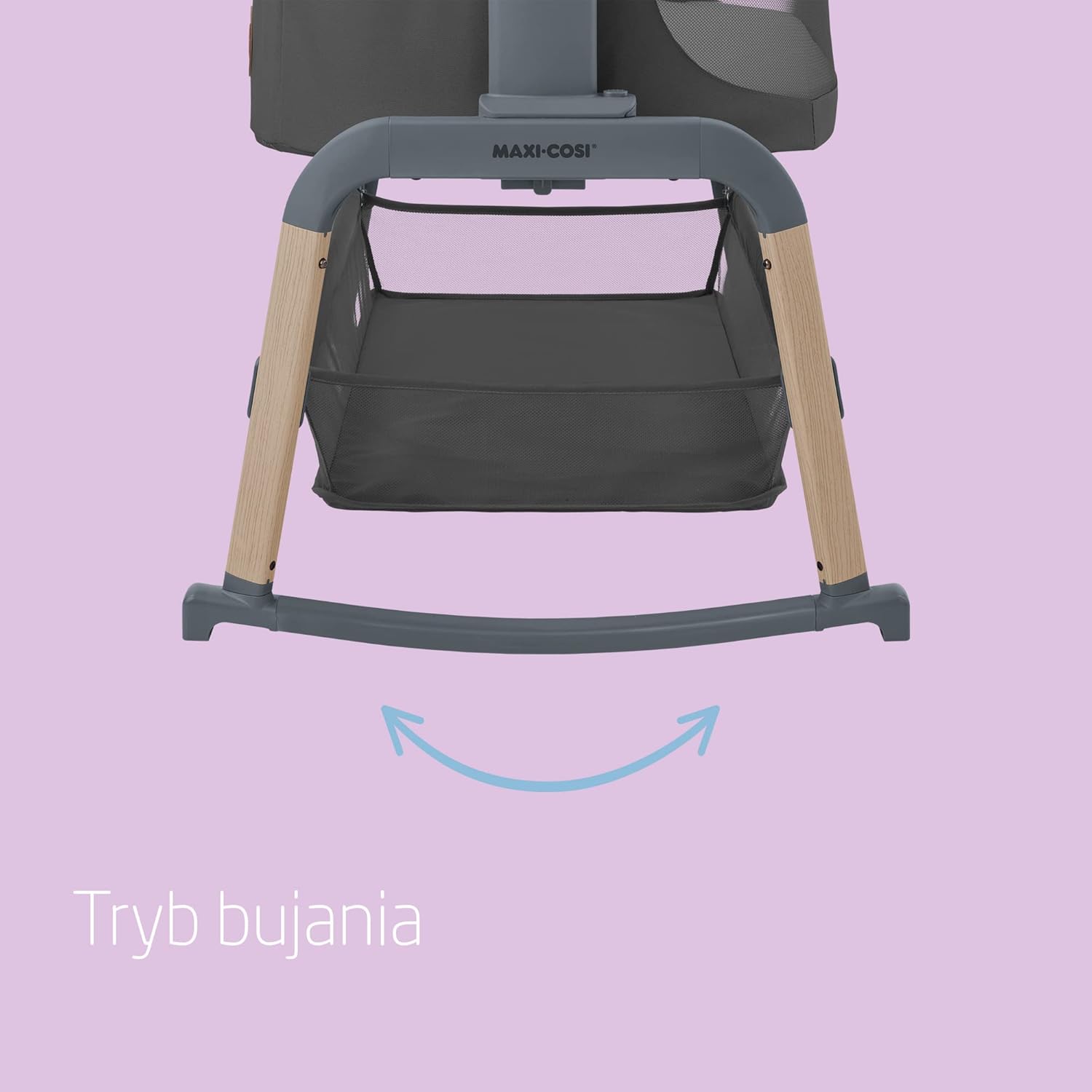 Maxi-Cosi Iora Air Łóżeczko Przystawka, Siatka do okoła, 0–6 mies., maks. 9 kg, Tryb bujania, 4 Poz. Odchylenia i 5 Wysokości, Łatwe Przesuwanie, Wygodny Materac, Łatwe Przenoszenie, Beyond Grey