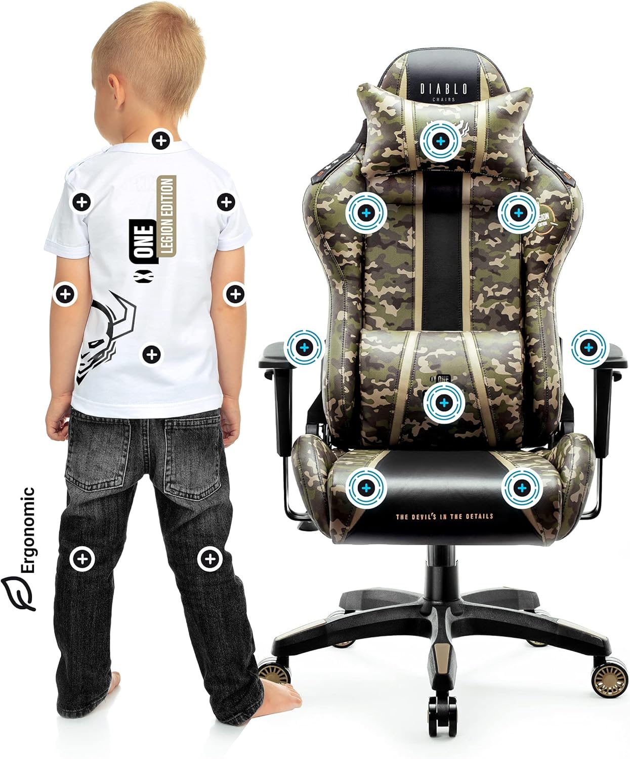 Diablo X-One 2.0 Fotel Gamingowy Krzesło Biurowe Dla Gracza Obrotowy Regulowane Podłokietniki Ekoskóra Ergonomiczny Design Funkcja Bujania Poduszka Pod Kark i Lędźwie (Candy Rose, Normal)