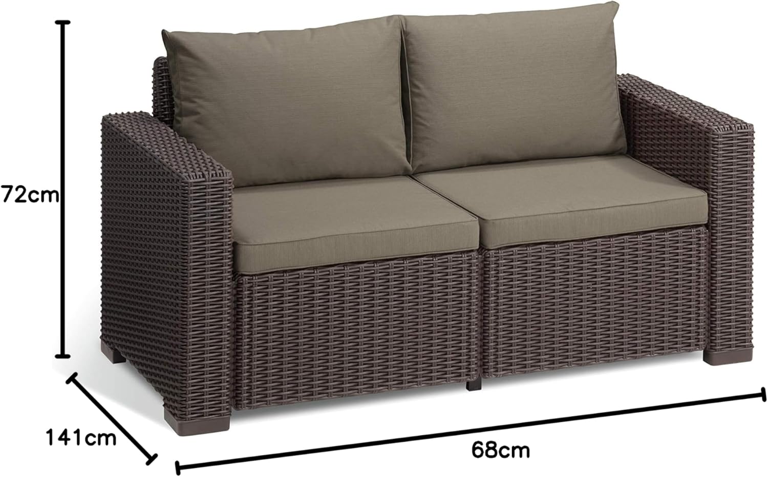 Allibert California Sofa Ogrodowa, Panama Cool Grey, 141 x 68 x 72 cm