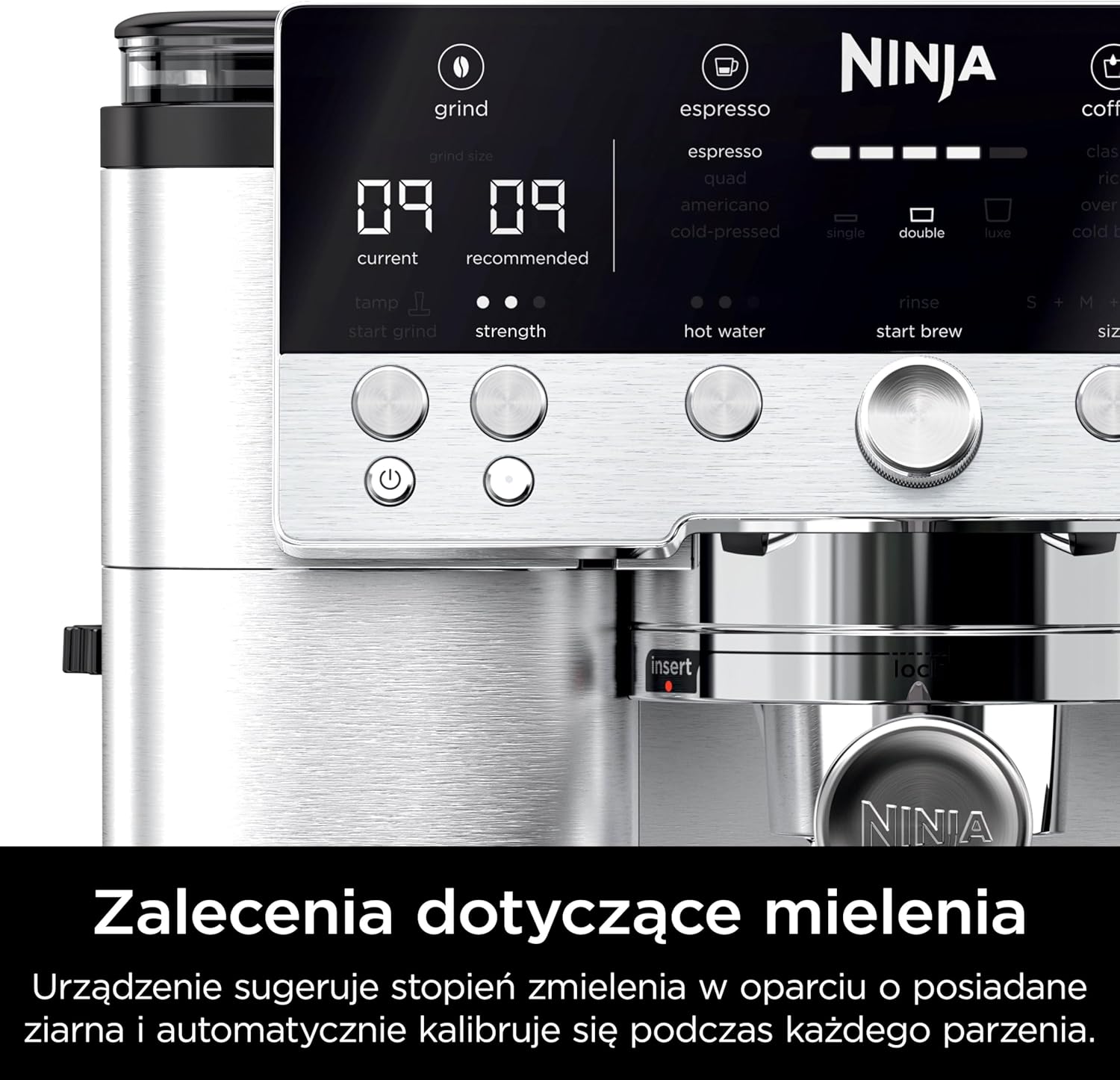 Ninja Luxe Premier Ekspres do kawy 3 w 1, latte, cappuccino, cold brew, espresso, wbudowany młynek i spieniacz do mleka, łatwy w obsłudze, 4 automatyczne ustawienia spieniania, srebrny, ES601EU
