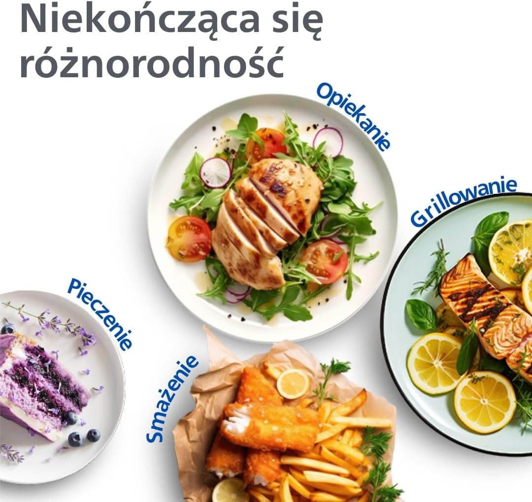 Philips Airfryer 5000 Serii Dual Basket z Technologią Air Steam oraz RapidAir Plus - pojemność 9L, 19 sposobów gotowania, 90% mniej tłuszczu, 2 kosze, czyszczenie parą, akcesoria (NA550/00)